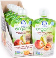 Gerber 2nd Foodsåº Organic Baby Food Amazing Whole Grains Apples Pears & Apricots with Mixed Grains - 6 Pouches