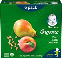 Gerber 2nd Foodsåº Organic Baby Food Amazing Whole Grains Pears Peaches & Oatmeal - 6 Pouches