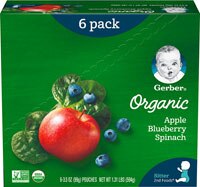 Gerber 2nd Foodsåº Organic Baby Food Apples Blueberries & Spinach - 6 Pouches