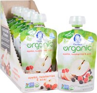Gerber 2nd Foodsåº Organic Baby Food Apples Raspberries & Acai - 6 Pouches