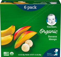 Gerber 2nd Foodsåº Organic Baby Food Banana & Mangoes - 6 Pouches