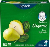 Gerber 2nd Foodsåº Organic Baby Food Pears & Spinach - 6 Pouches