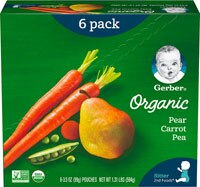 Gerber 2nd Foodsåº Organic Baby Food Pears, Carrots & Peas - 6 Pouches