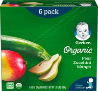Gerber 2nd Foodsåº Organic Baby Food Pears Zucchini & Mangoes - 6 Pouches