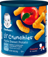 Gerber Lil' Crunchies Stage 2 Non-GMO Baked Grain Snack Apple Sweet Potato