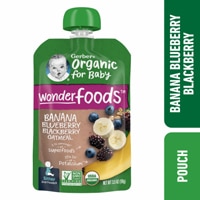 Gerber Organic Baby 2nd Foods Pouch Banana Blueberry Blackberry Oatmeal