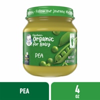 Gerber Organic Baby Food Puree 4+ Months Glass Jar Pea