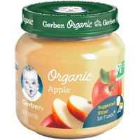 Gerber Organic Baby Food Stage 1 Apple Puree Glass Jar
