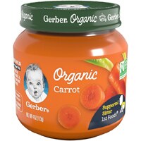 Gerber Organic Baby Food Stage 1 Carrot Puree Glass Jar