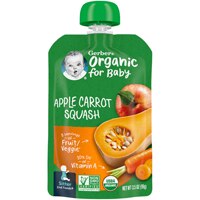 Gerber Organic Baby Food Stage 2 Apple Carrot Squash Puree Pouch