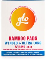 Glo Organic Bamboo Pads with Wings for Sensitive Bladder - Long