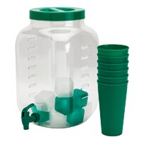 HD Designs Outdoors Acrylic Beverage Dispenser with Cups & Ice Cubes - Teal