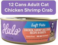 Halo Adult Cat Wet Food Soft Pate Grain-Free Chicken Shrimp & Crab Stew