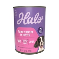 Halo Wet Dog Food Healthy Grains Turkey Recipe in Broth