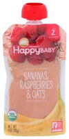 Happy Baby Clearly Crafted Stage 2 Organic Baby Food Bananas Raspberries & Oats - 4 oz