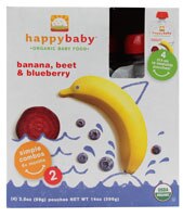 Happy Baby Simple Combos Stage 2 Organic Baby Food Banana Beet & Blueberry - 4 Pouches