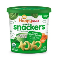 Happy Baby Organic Baked Grain Snackers Creamy Spinach & Carrot - Crawling Baby