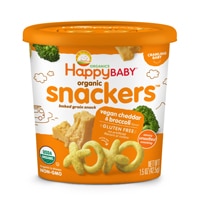 Happy Baby Organic Baked Grain Snackers Vegan Cheddar & Broccoli - Crawling Baby