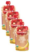 Happy Baby Organic Clearly Crafted Bananas Raspberries & Oats Baby Food - Stage 2 Pouch