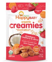 Happy Baby Organic Creamies Strawberry Raspberry and Carrot - Crawling Baby Snack