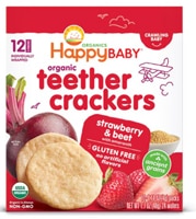 Happy Baby Organic Teethers Crackers Crawling Baby Strawberry & Beet