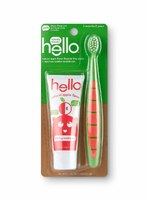 Hello Organic Toddler Training Fluoride Free Paste & Brush Natural Apple