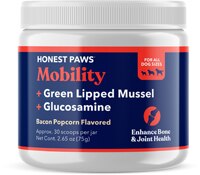 Honest Paws Mobility - Green Lipped Mussel + Glucosamine Powder for Dogs Bacon Popcorn