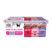 I and Love and You Farm to Sea Feast Pate Wet Cat Food Variety Pack Beef Salmon Turkey