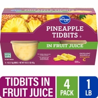 Kroger Pineapple Tidbits Cups in 100% Pineapple Juice
