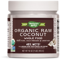 Nature's Way Organic Raw Coconut Whole Food - 100% Pure - 5.6g MCTs per serving