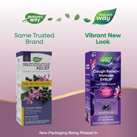 Nature's Way Sambucus Cough Relief + Immune Syrup - Elderberry Extract - Vitamin C & Zinc