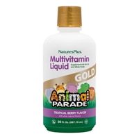 NaturesPlus Animal Parade Gold Children's Liquid Multi-Vitamin and Mineral Supplement Tropical Berry