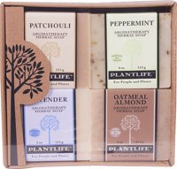 Plantlife Aromatherapy Herbal Soap Combo 4-Pack - Earth Patchouli Peppermint Lavender & Oatmeal Almond