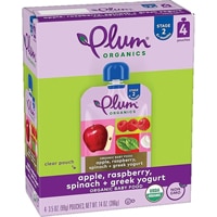 Plum Organics Baby Food 6+ Months Apple Raspberry Spinach + Greek Yogurt