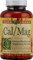 Pure Vegan Cal-Mag -- 180 Vegetarian Capsules