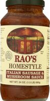 747479000086 - Rao's Homemade  Homestyle All Natural Pasta Sauce   Italian Sausage & Mushroom -- 24 oz