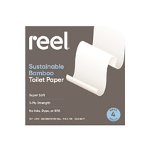 Reel Toilet Paper 100% Bamboo Tree-Free 3-Ply 300 Sheet Roll