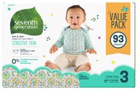 Seventh Generation Free & Clear Diapers Sensitive Skin Value Pack Size 3 - 93 Diapers