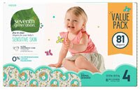 Seventh Generation Free & Clear Diapers Sensitive Skin Value Pack Size 4 - 81 Diapers