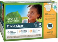 Seventh Generation Free & Clear Diapers Value Pack Size 5 27 - 35 lbs - 69 Diapers