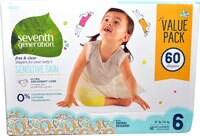 Seventh Generation Free & Clear Diapers Value Pack Size 6 - 60 Diapers