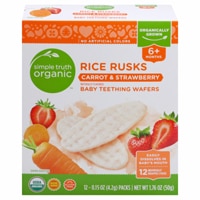 Simple Truth Organic Rice Rusks Baby Teething Wafers 6+ Months Carrot Strawberry