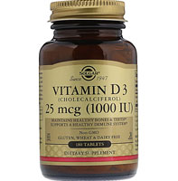 033984033115 - Solgar  Vitamin D3 Cholecalciferol -- 25 mcg - 180 Tablets