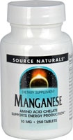 021078003434 - Source Naturals  Manganese -- 10 mg - 250 Tablets