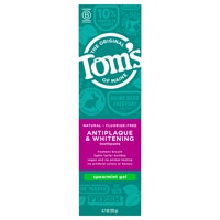 Tom's of Maine Antiplaque and Whitening Natural Fluoride-Free Toothpaste Spearmint Gel