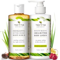 Tree to Tub Exfoliating Body Wash + Cocoa & Shea Butter Lotion Set of 2