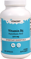 835003001651 - Vitacost  Vitamin B5 Pantothenic Acid -- 500 mg - 200 Capsules