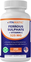Vitamatic Ferrous Sulfate with Vitamin C High Potency Iron Supplemen