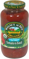 Walnut Acres Organic Pasta Sauce No Salt Added Tomato &amp; Basil -- 25.5 fl oz