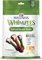 Wellness Whimzees Brushzees Dental Chews Dogs 25-40 Lbs 7 Dog Treats - Medium